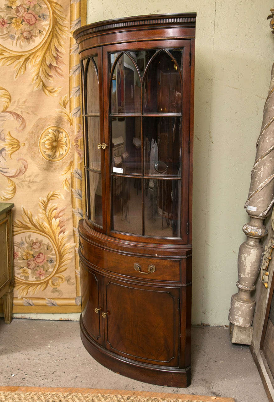 Mid-20th Century Pair of Georgian Style Demi Lune Corner Cabinets
