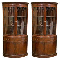 Vintage Pair of Georgian Style Demi Lune Corner Cabinets