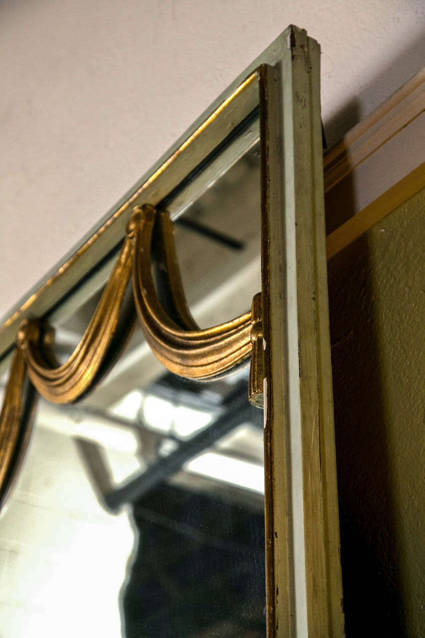 Dorothy Draper Mid-Century Wall Console Mirror Paint Decorated Gilt Gold Wood 1
