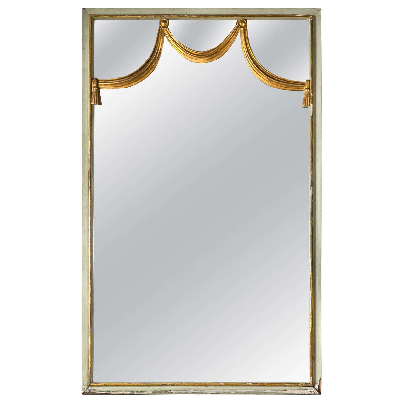 Dorothy Draper Mid-Century Wall Console Mirror Paint Decorated Gilt Gold Wood
