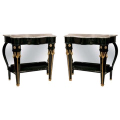 Pair of Maison Jansen Mirrored Back Consoles