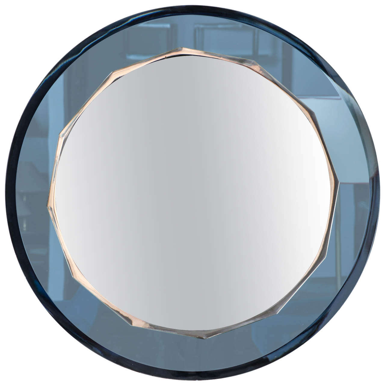 Blue Circular Italian Mirror