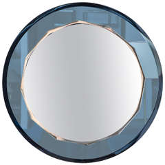 Blue Circular Italian Mirror