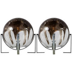 Retro Pair of La Murrina Glass Table Lamps