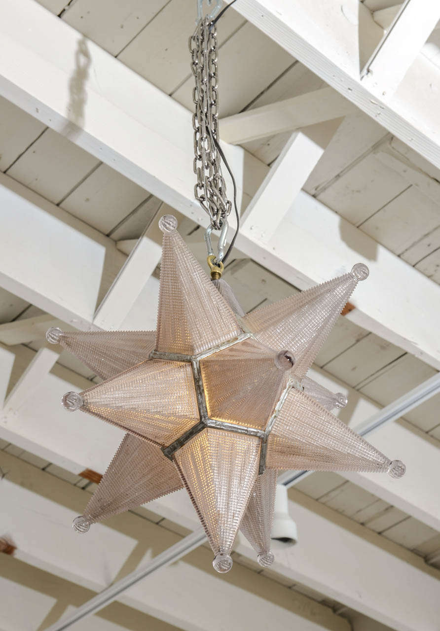 20th Century Amazing Art Deco 1920, s Glass Star Chandelier Pendant