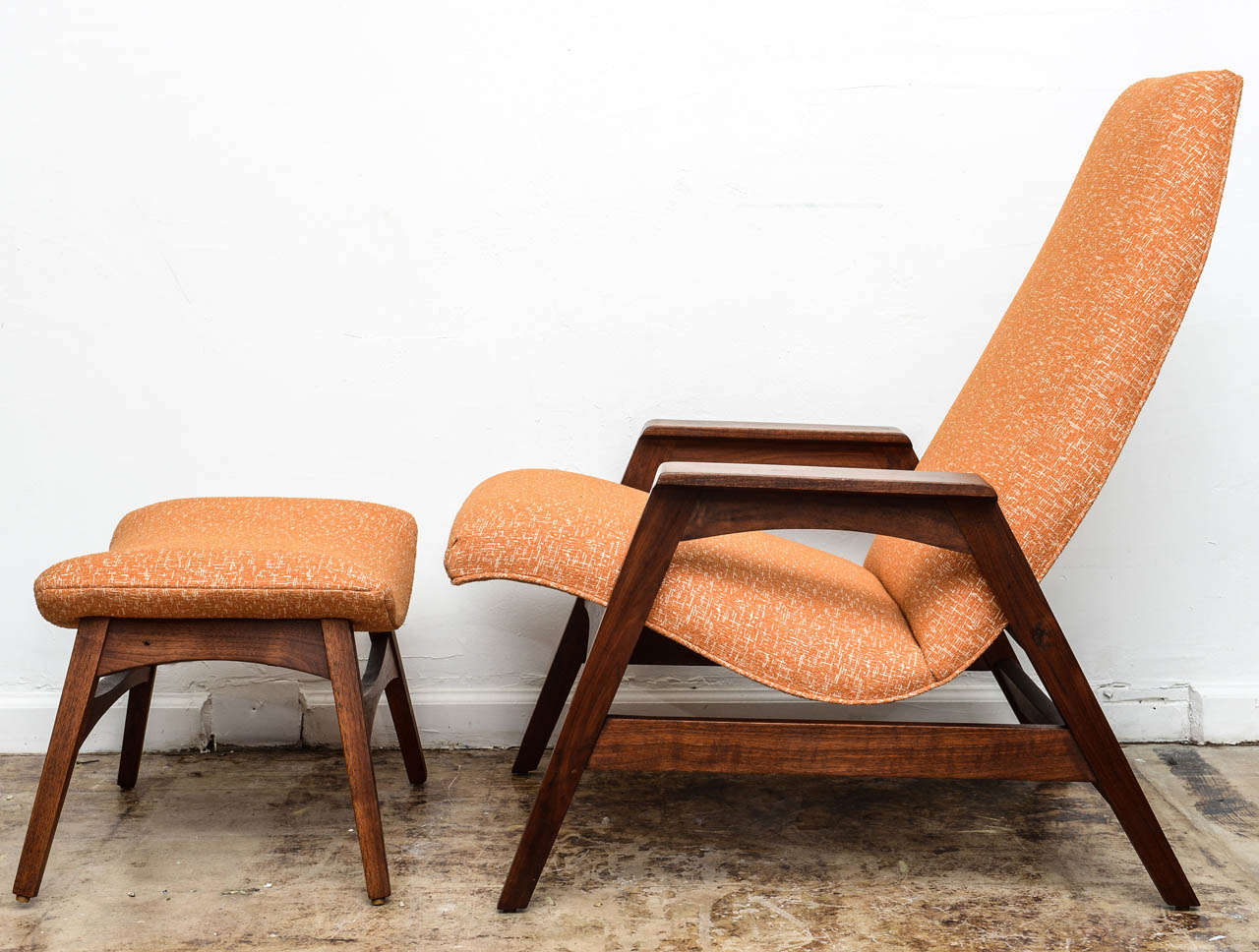 American Sculptural Mid-Century Chair and Ottoman, Attributed to Nakashima for Widdicomb