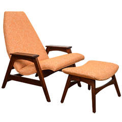 Sculptural Mid-Century Chair and Ottoman, Attributed to Nakashima for Widdicomb