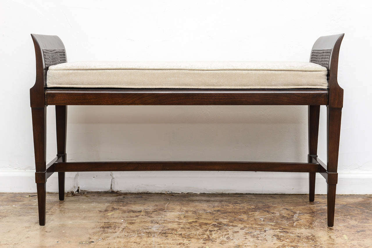 Mid-20th Century Chic Classic Caned Sides Bench