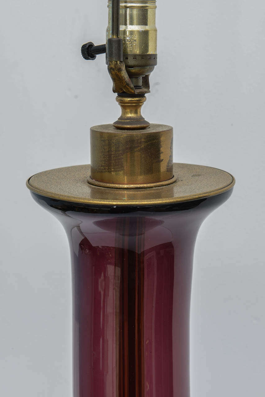 Mid-20th Century Monumental Vintage Blenko Glass Lamp