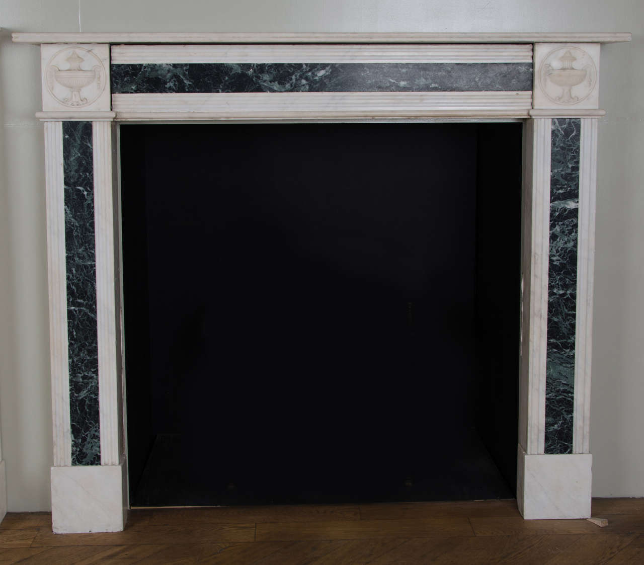 Regency Revival Carrara and Verde Marble Fire Surround