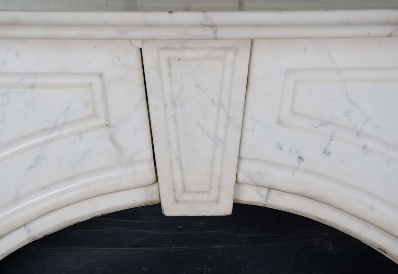 High Victorian Antique Victorian Carrara Marble Arched Fire Surround