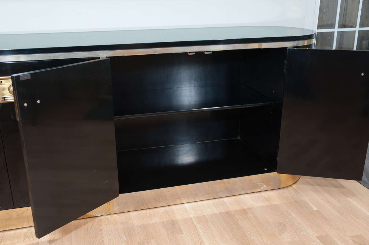 Metal Mastercraft Black Lacquered Credenza