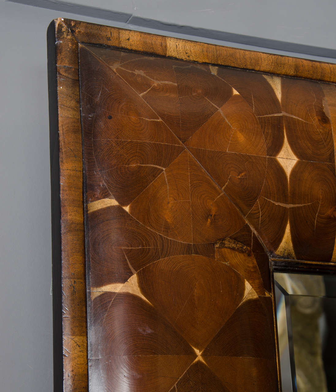 British Oyster Veneer William and Mary Style Cushion Mirror