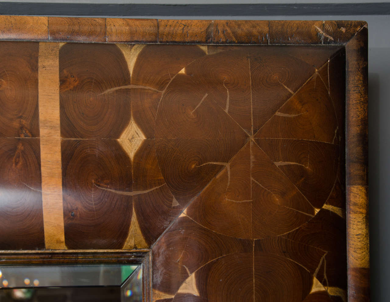 20th Century Oyster Veneer William and Mary Style Cushion Mirror