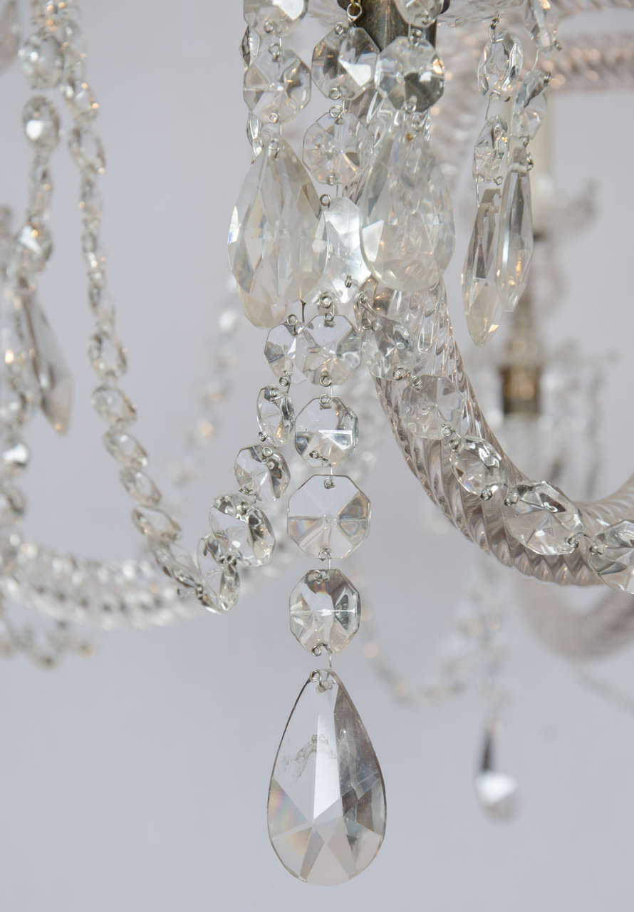 Double Tiered Crystal and Glass Chandelier in the Georgian Style In Excellent Condition In London, GB