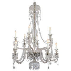 Double Tiered Crystal and Glass Chandelier in the Georgian Style