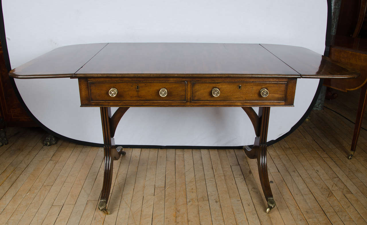 Regency Mahogany Sofa Table with Rosewood Cross Banding In Excellent Condition In London, GB