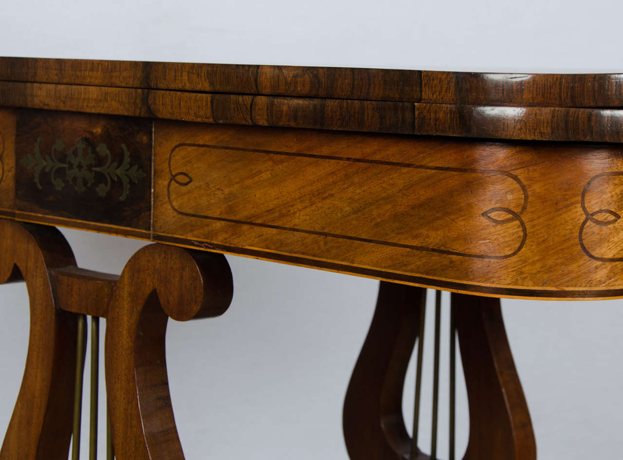 19th Century Mahogany Card Table with Double Lyre Design 4