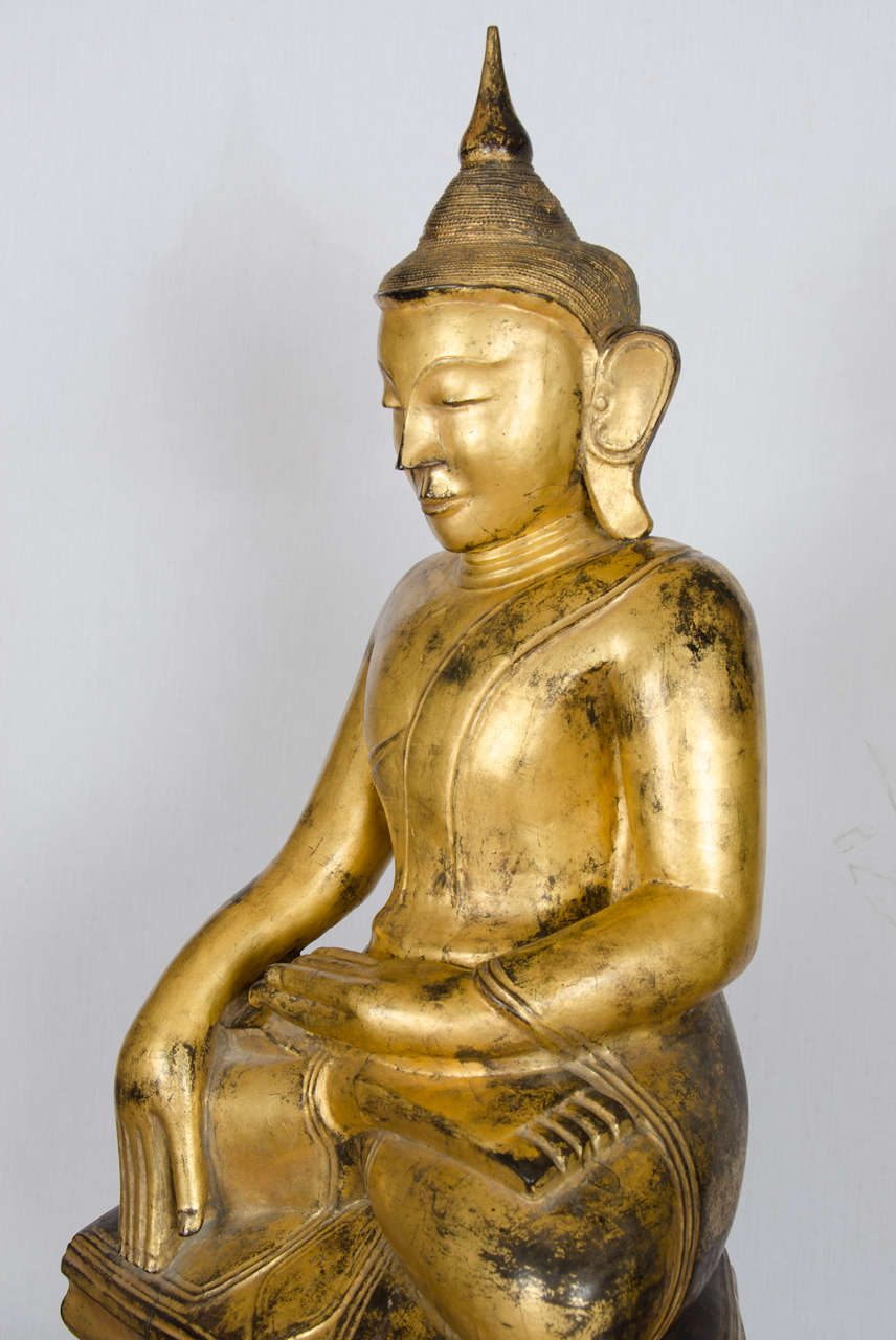 Early 19th Century Burmese Carved Gilt Buddha 1