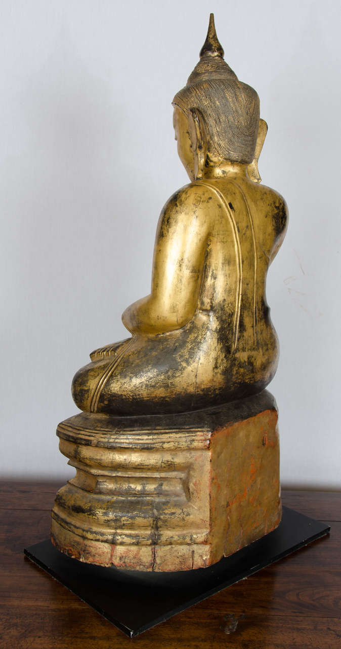 Early 19th Century Burmese Carved Gilt Buddha 4