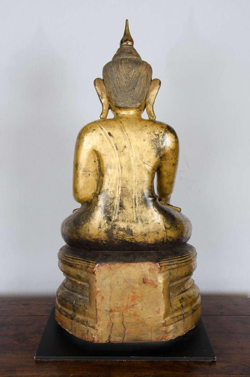 Early 19th Century Burmese Carved Gilt Buddha 5