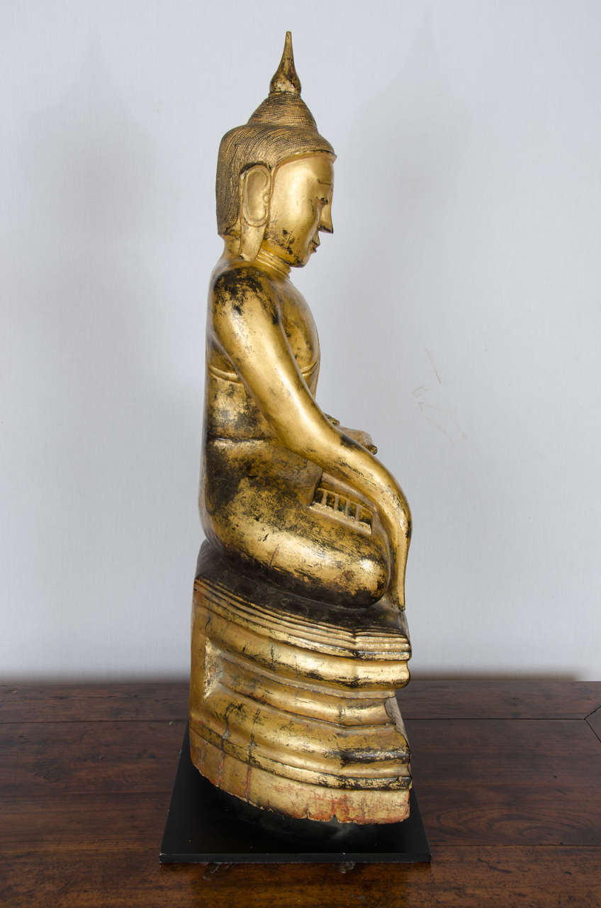 Early 19th Century Burmese Carved Gilt Buddha 6