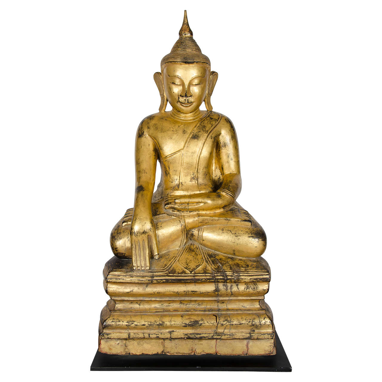 Early 19th Century Burmese Carved Gilt Buddha