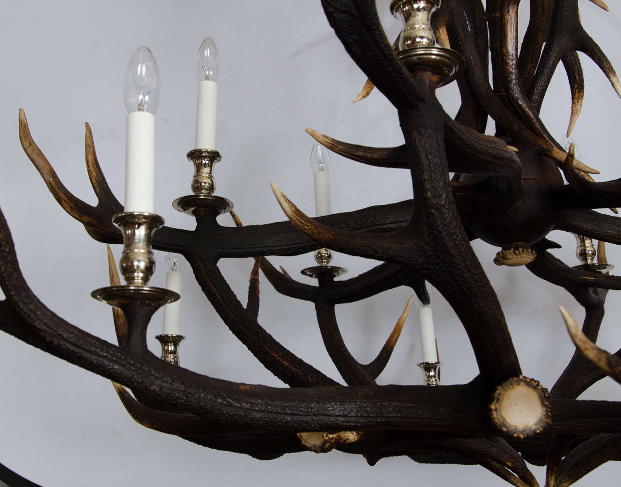 Contemporary Custom-Made Two-Tier Antler Chandelier