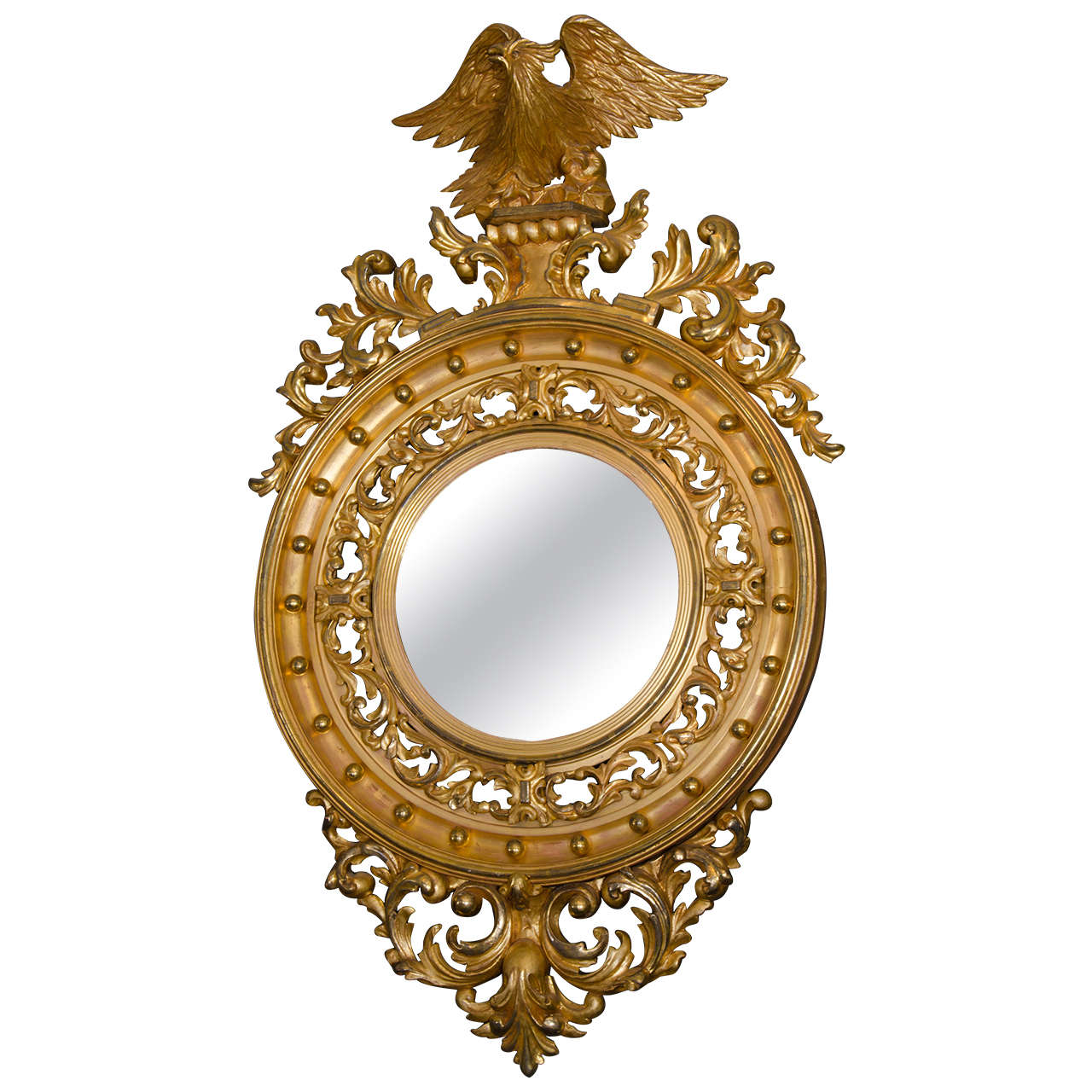 Late 19th Century Carved Giltwood Round Mirror
