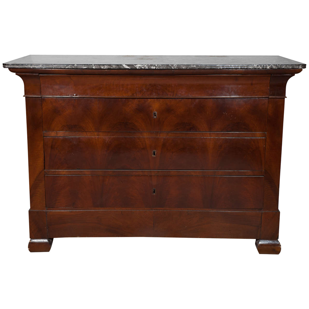 Early 19th Century French Mahogany Directoire Commode with Original Marble Top For Sale