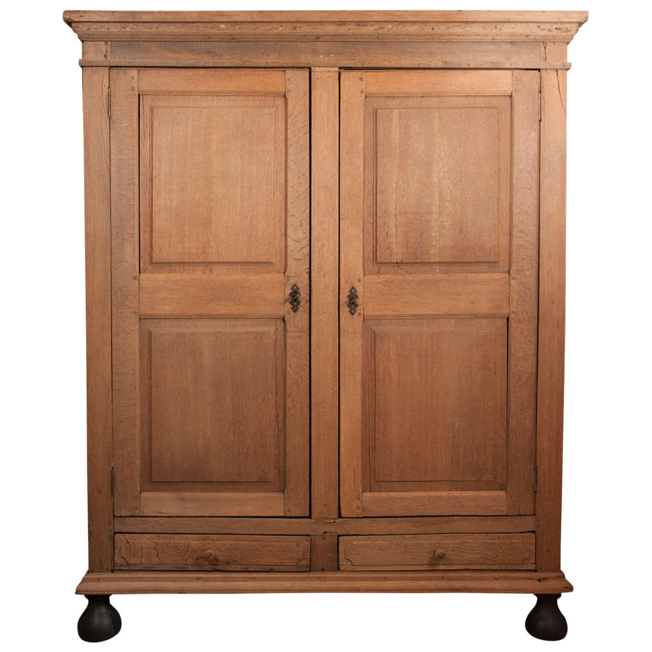 19th Century White Oak Flemish Armoire For Sale