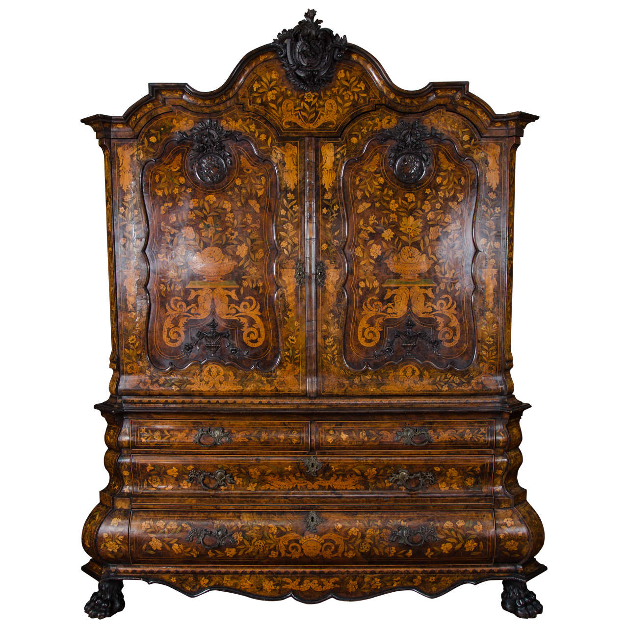 18th Century Dutch Marquetry Armoire