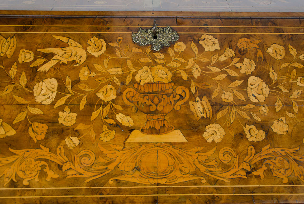 Dutch Colonial Dutch Marquetry Walnut Bureau, 18th Century,