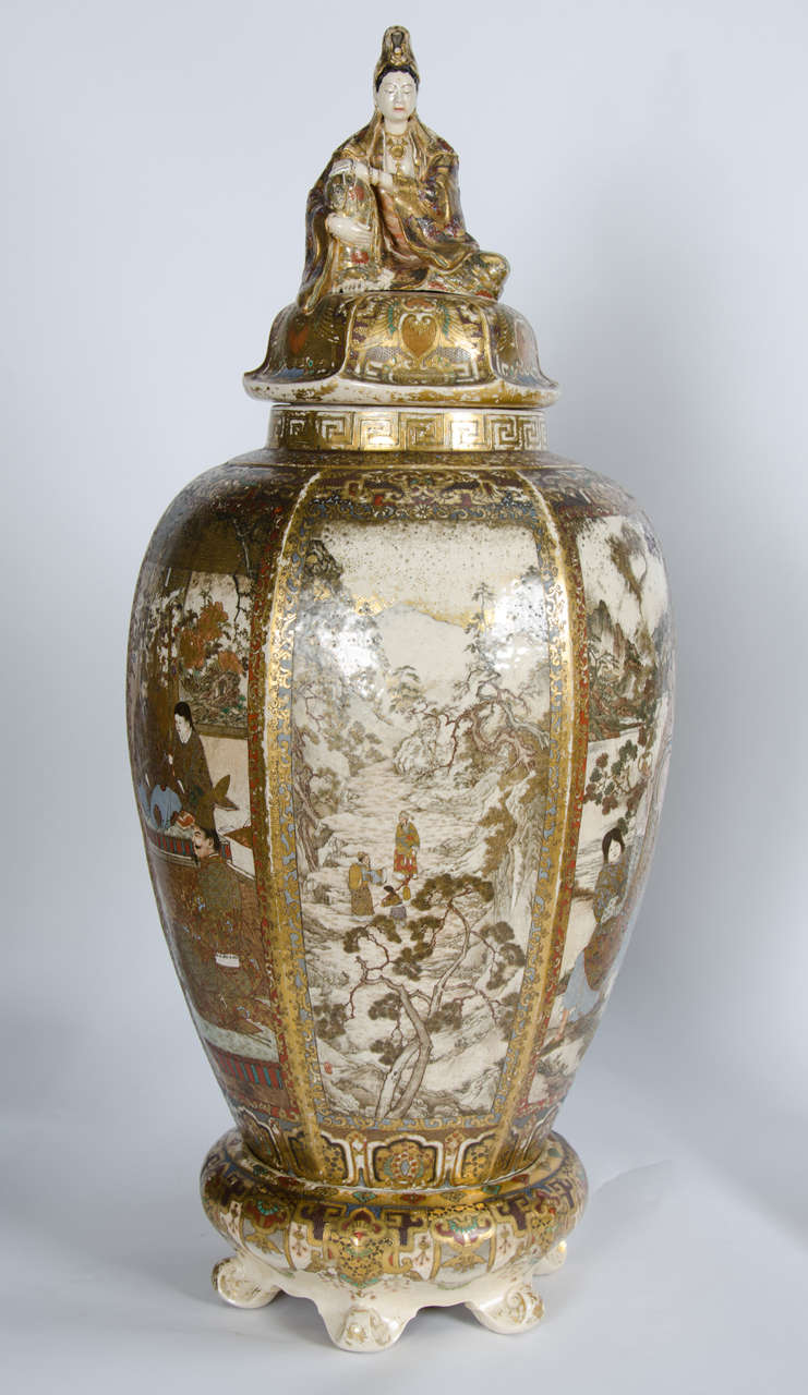 Japonisme Large Pair of Antique Satsuma Vases