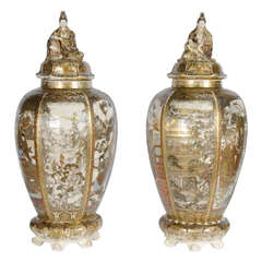 Large Pair of Antique Satsuma Vases