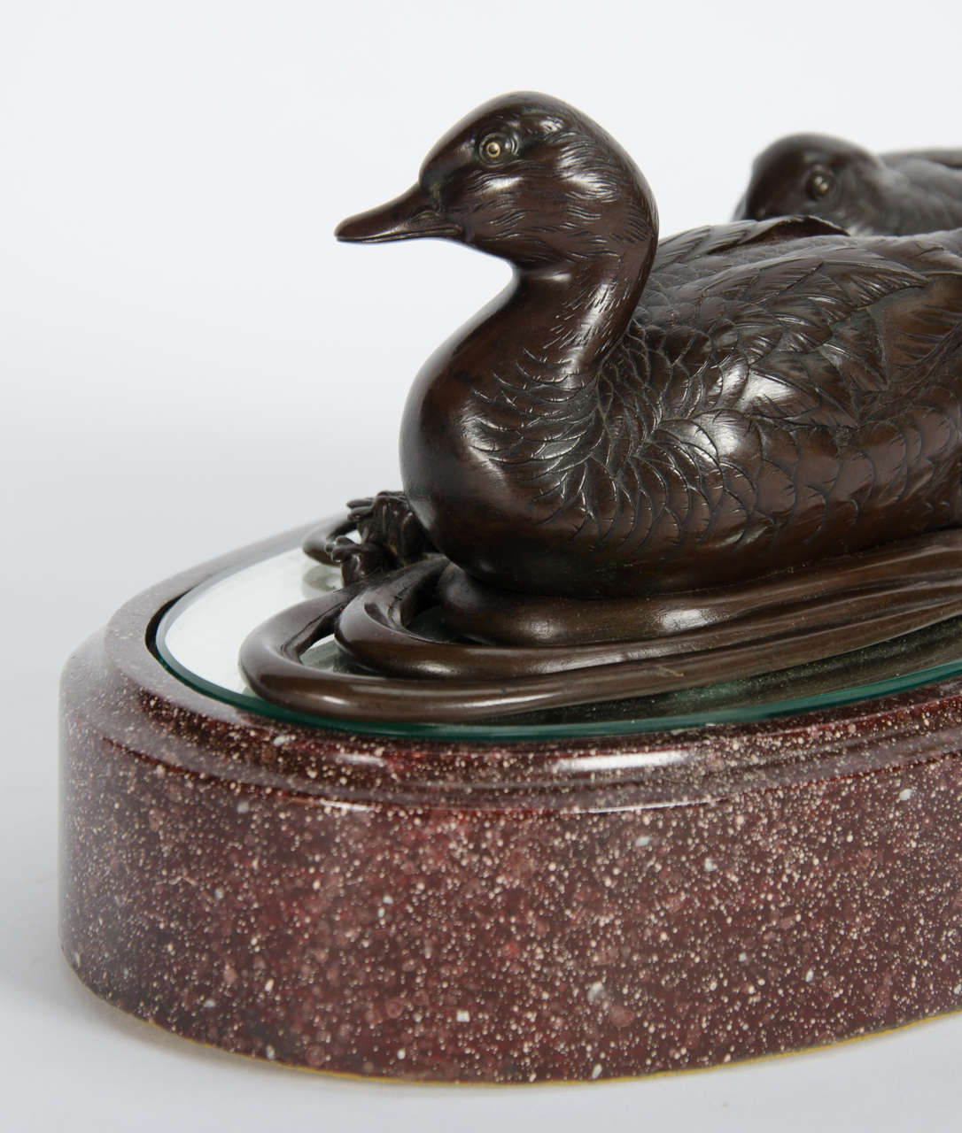 19th Century Japanese Meiji period Bronze, Gold Inlaid study of Ducks  For Sale