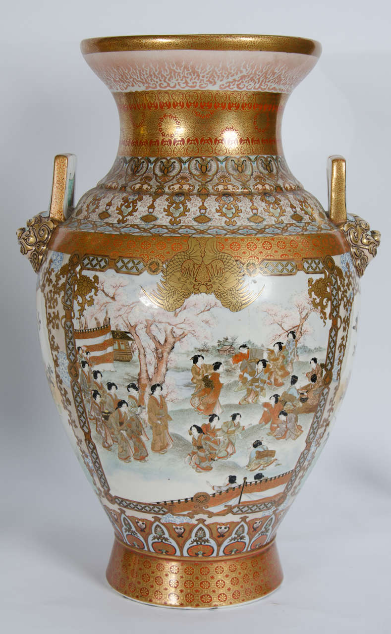 Japonisme Pair of Antique Japanese Kutani Vases