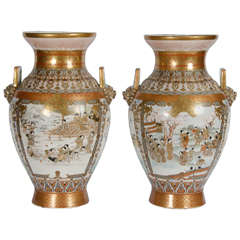 Pair of Antique Japanese Kutani Vases