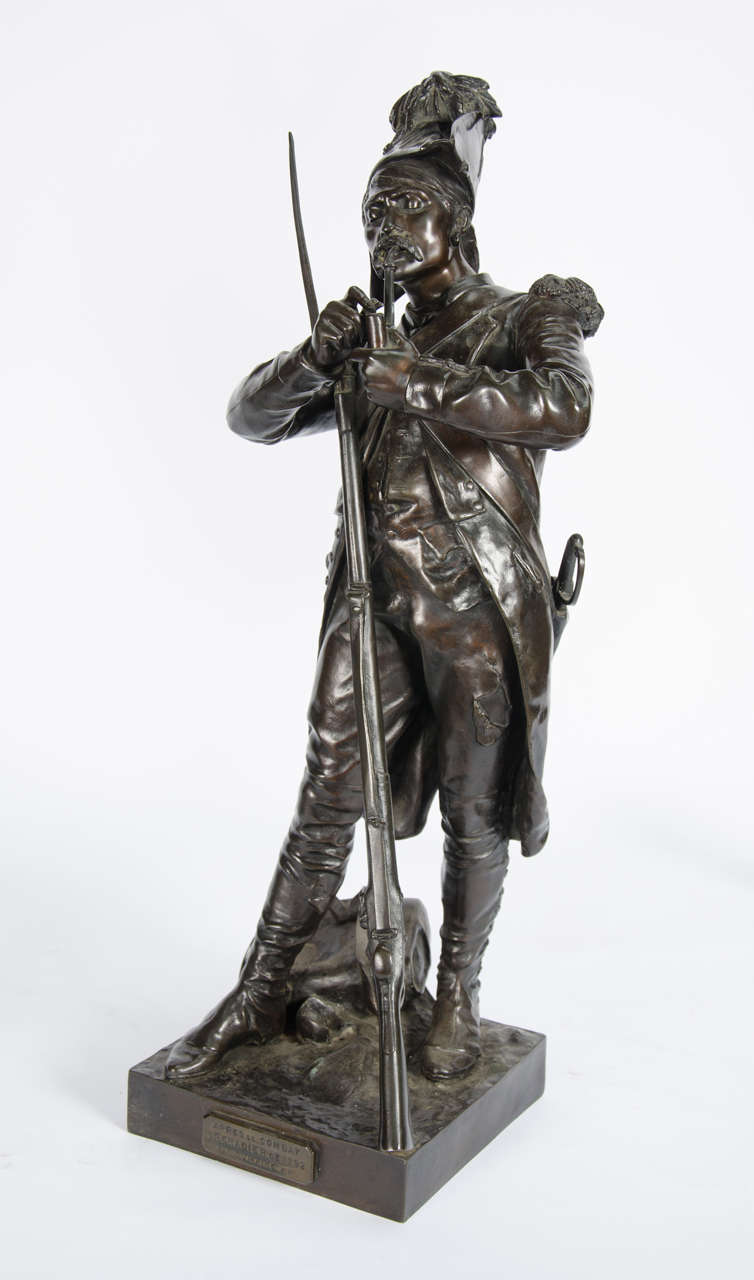 Pair of Antique Bronze Statues of Napoleonic Soldiers at 1stDibs
