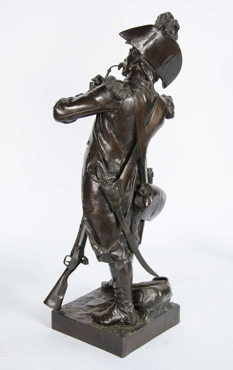 Pair of Antique Bronze Statues of Napoleonic Soldiers at 1stDibs