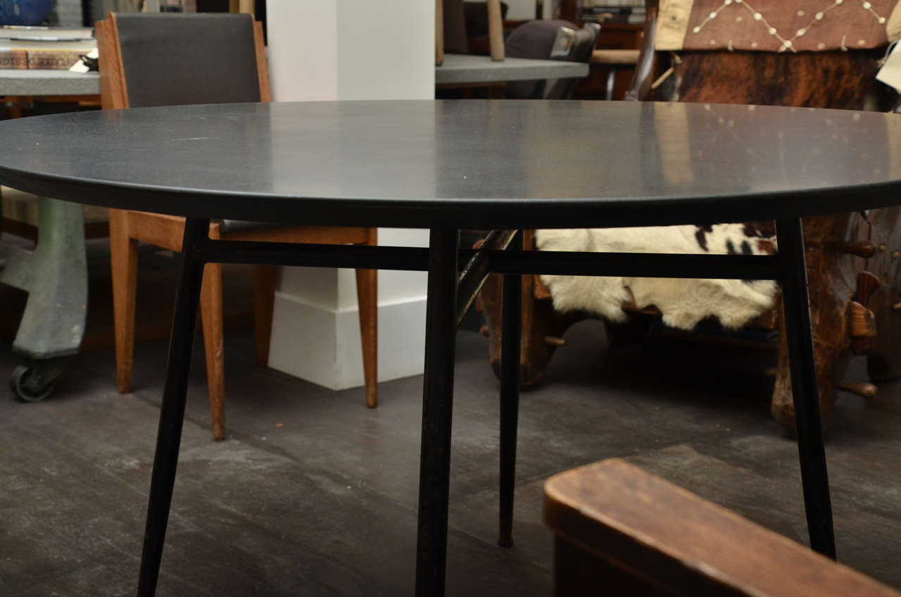 20th Century French Industrial Table Base with Contemporary Granite Top