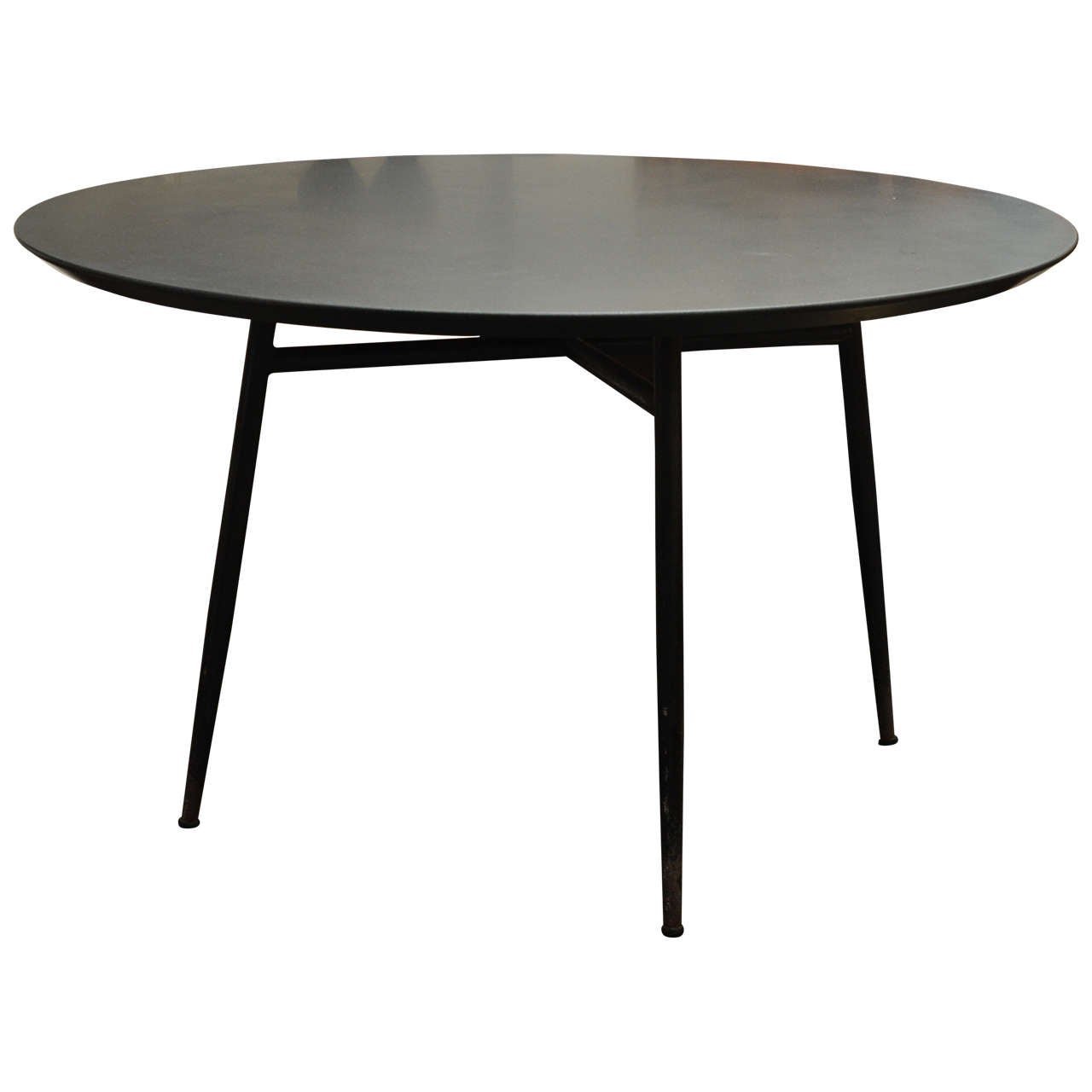 French Industrial Table Base with Contemporary Granite Top