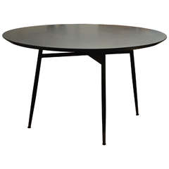 French Industrial Table Base with Contemporary Granite Top