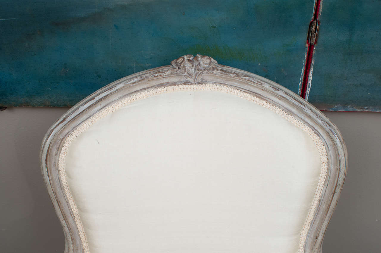 French Louis XV Style Painted Bergeres with Down Cushions, France, circa 1850