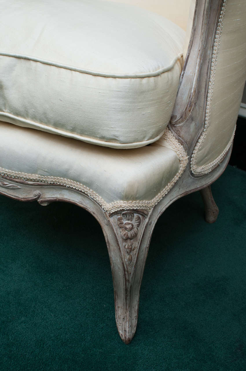 19th Century Louis XV Style Painted Bergeres with Down Cushions, France, circa 1850