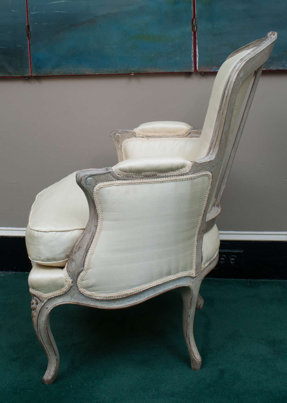 Louis XV Style Painted Bergeres with Down Cushions, France, circa 1850 2