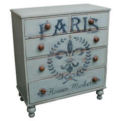 Five-Drawer English Chest with Later Paint Decoration, circa 1850