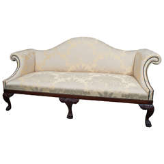 Antique Large Georgian Style Chippendale Camelback Sofa, England or Ireland, circa 1890