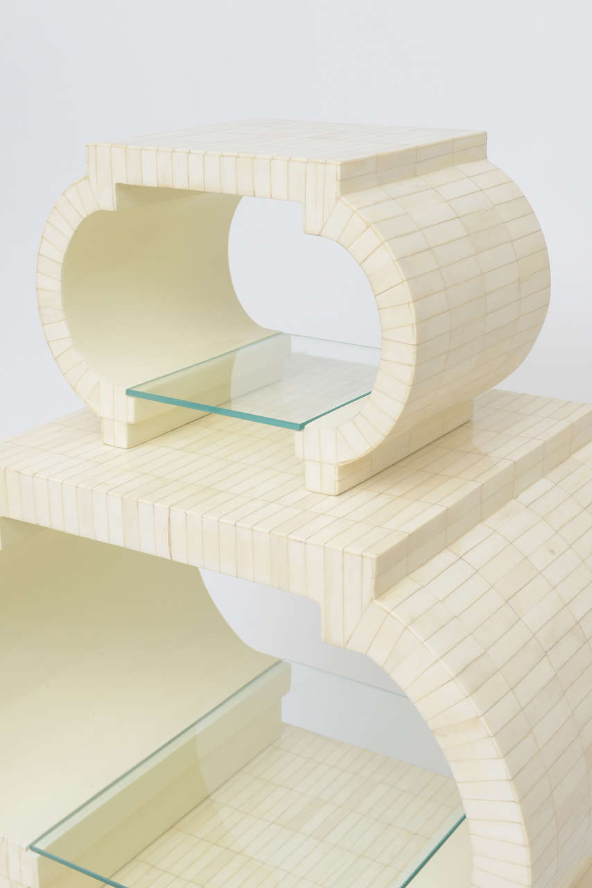 Hand-Crafted Tessellated Bone Étagère or Nesting Tables by Enrique Garcel For Sale