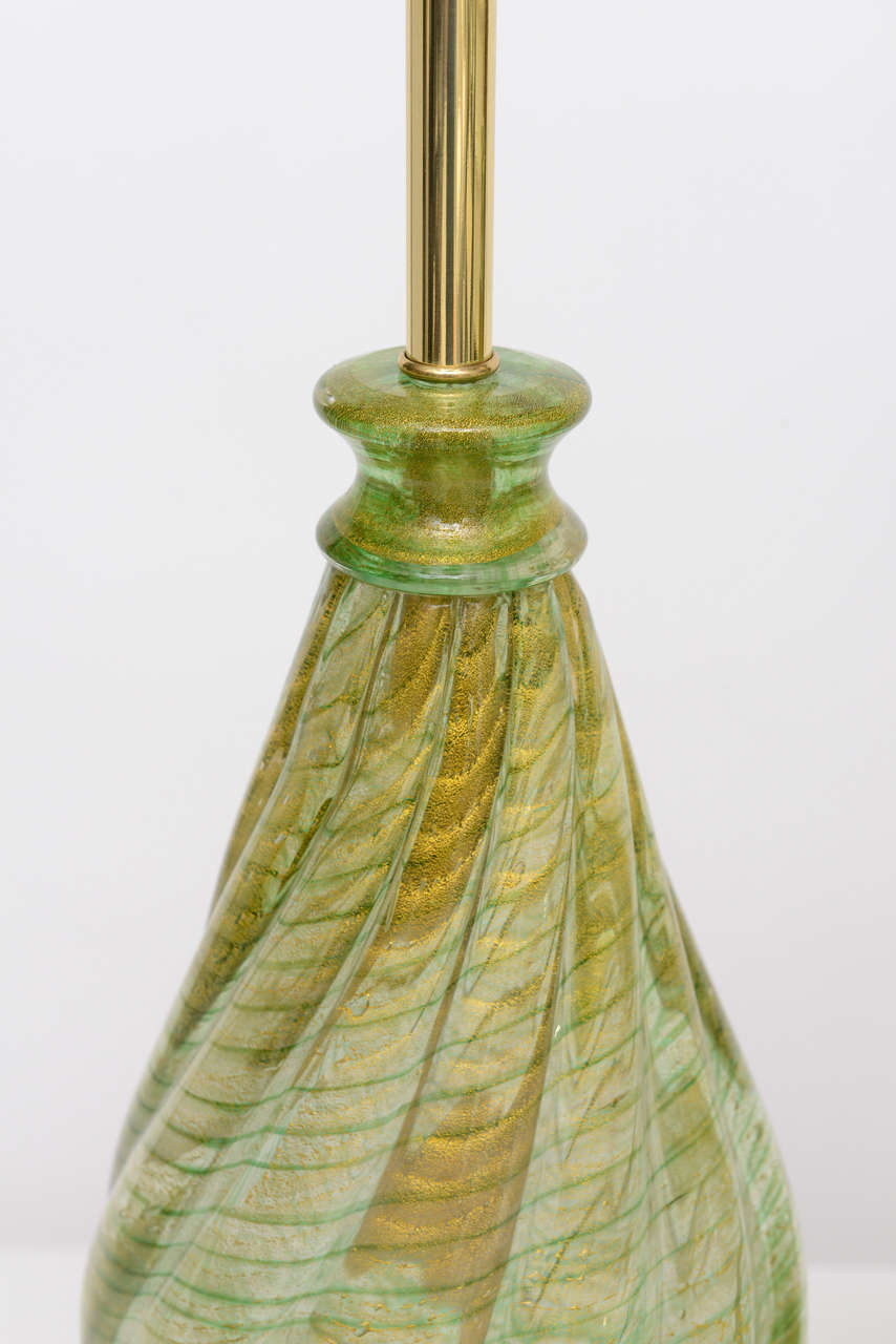 Italian Pair of Barovier e Toso Murano Glass Lamps